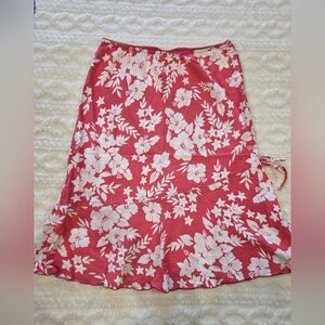 Roxy Pink Hibiscus Floral A-Line Skirt Size M